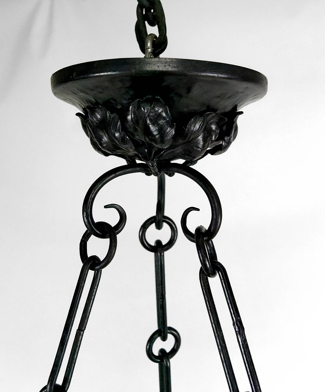 Art Deco wrought iron chandelier by Augustin Louis Calmels, France, Circa 1920