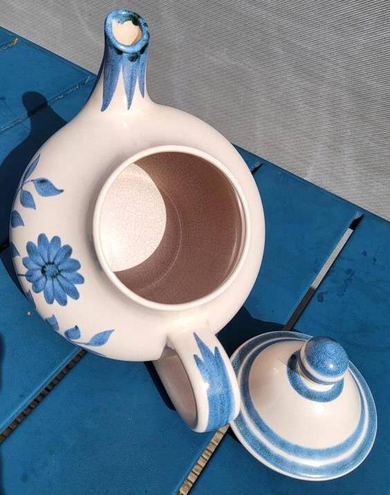 Théière Longchamp "Fleur bleue"
