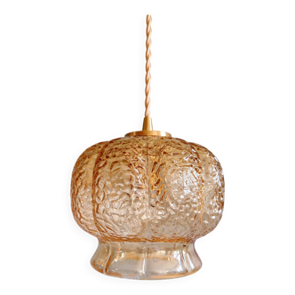 Vintage amber glass pendant (5 available), 1960s-70s