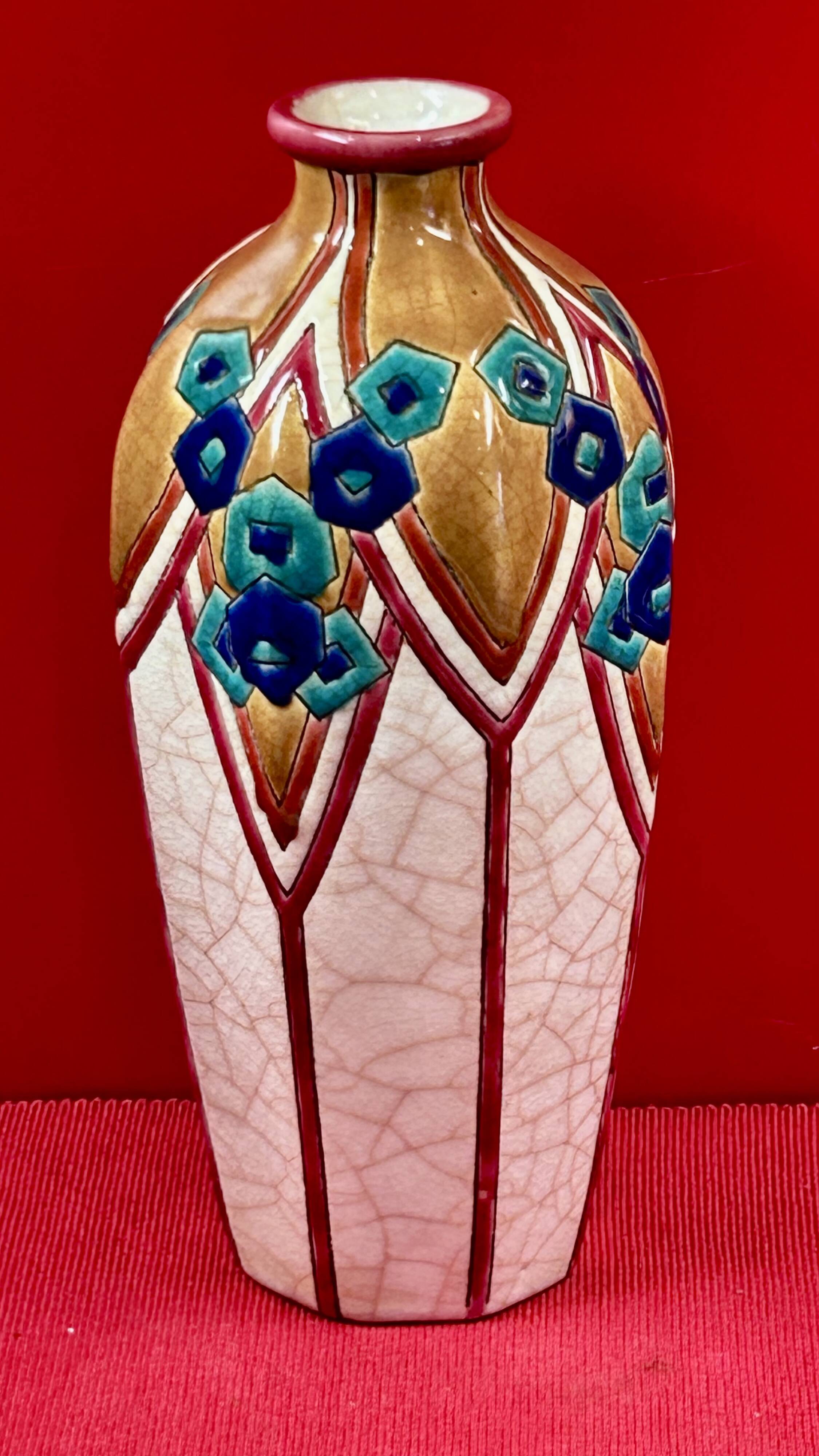 Vase Longwy Art déco décor géométrique
