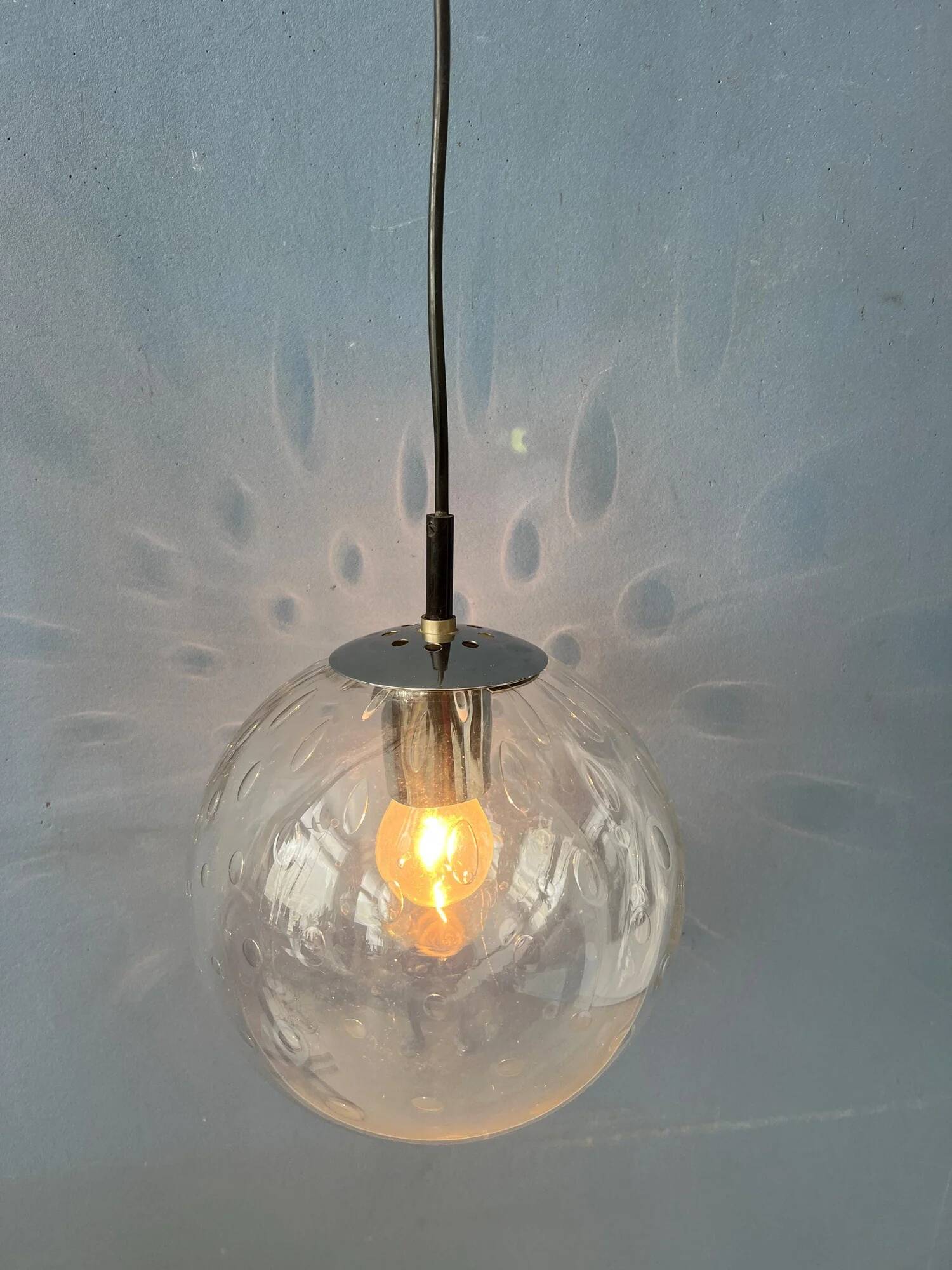 Suspension vintage en verre grainé Raak