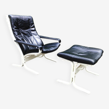 Scandinavian Chair with Footstool, 1970s