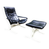 Scandinavian Chair with Footstool, 1970s