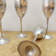 6 verres sur pied métal vintage 1970