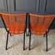 Suite of 4 folding armchairs scoubidou red and tubular black 1960