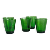 5 translucent green glasses
