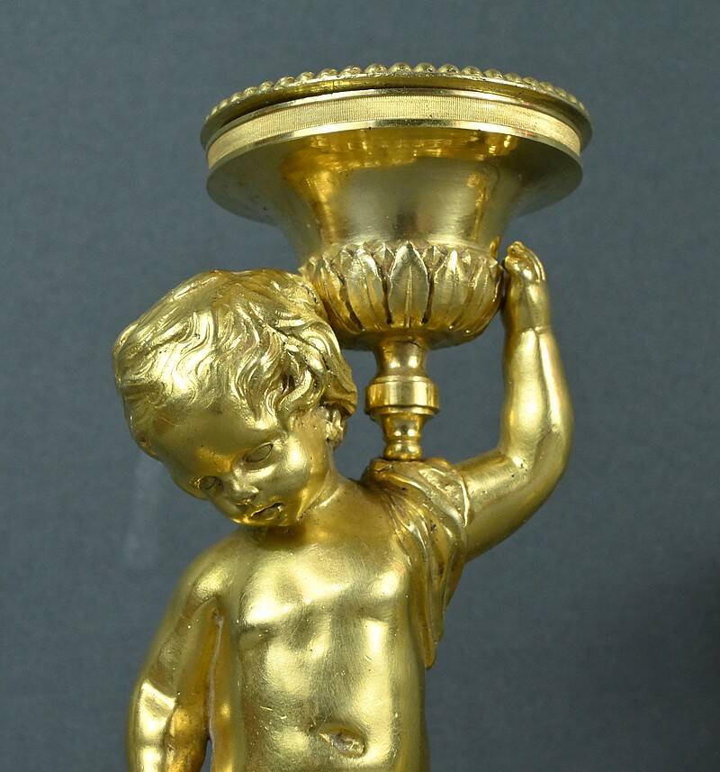 Pair of Gilt Bronze Candlesticks, Louis XVI Style – Mid 19th Century