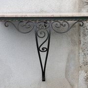 Console of wall lamp of the 50s in wrought iron and marble top