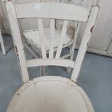 4 patinated white bistro chairs