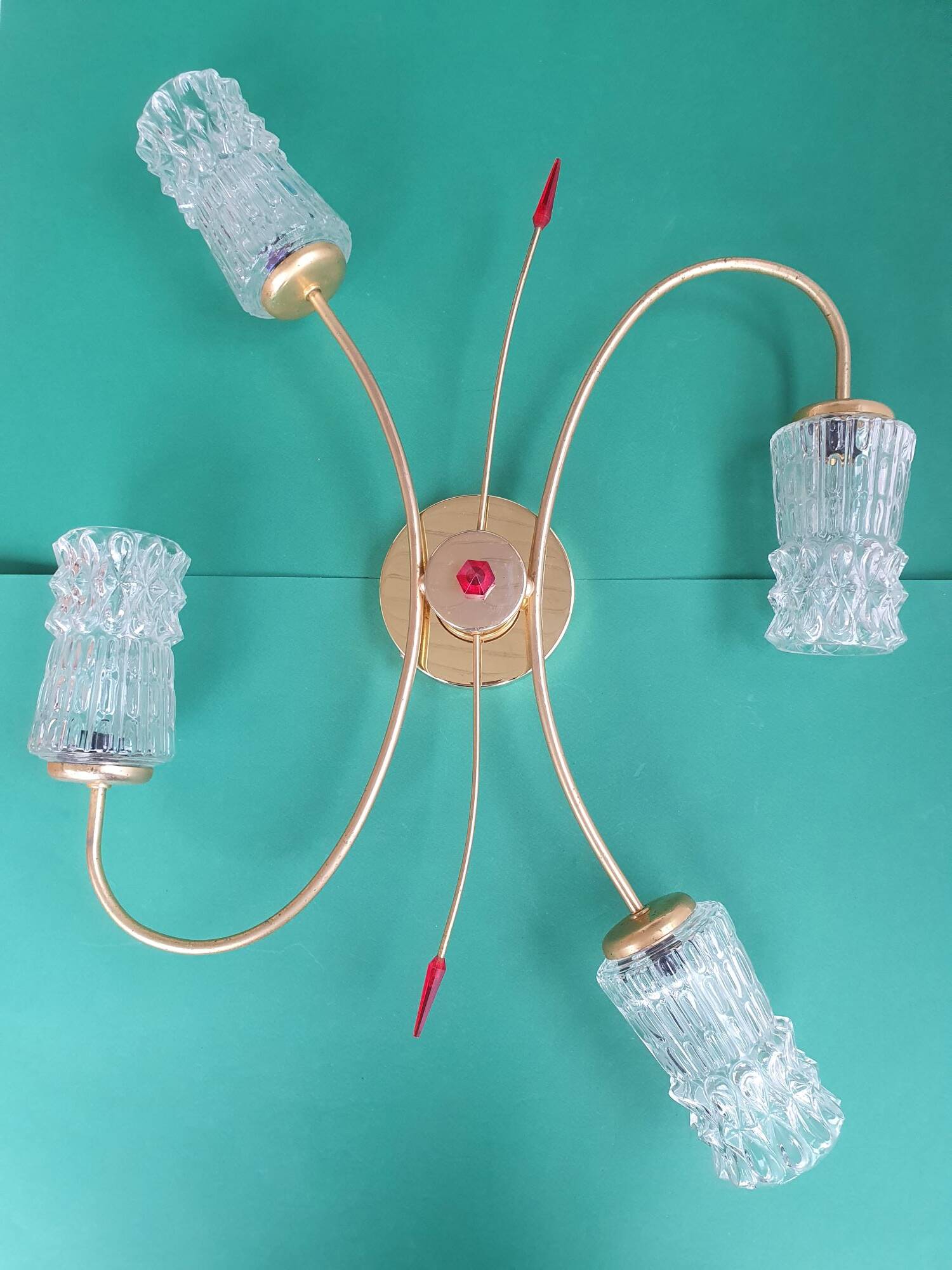 Large vintage gold four-light wall sconce