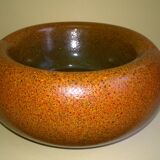 Empty pocket, vase in orange-brown blown glass, stamped