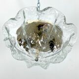 Vintage La Murrina ceiling lamp in clear Murano glass and brass. Italy 1980s