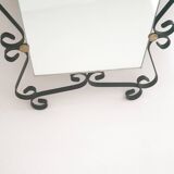 Vintage wrought iron mirror from the 1950s-60s, France.