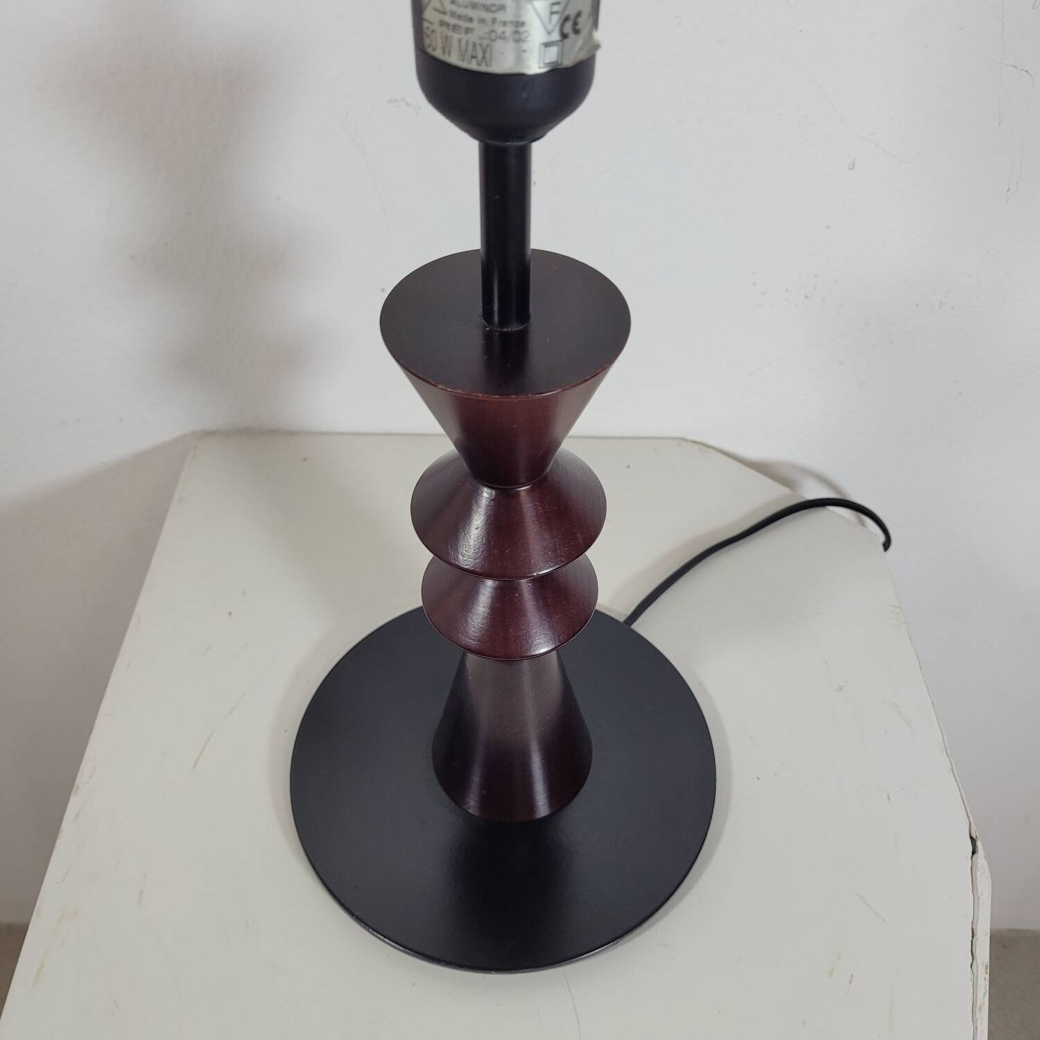 Vintage Aluminor France table lamp in wood and metal