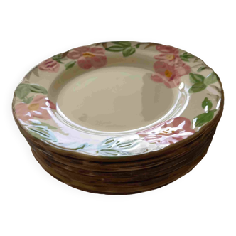 8 flat plates "Franciscan Desert Rose" English tableware
