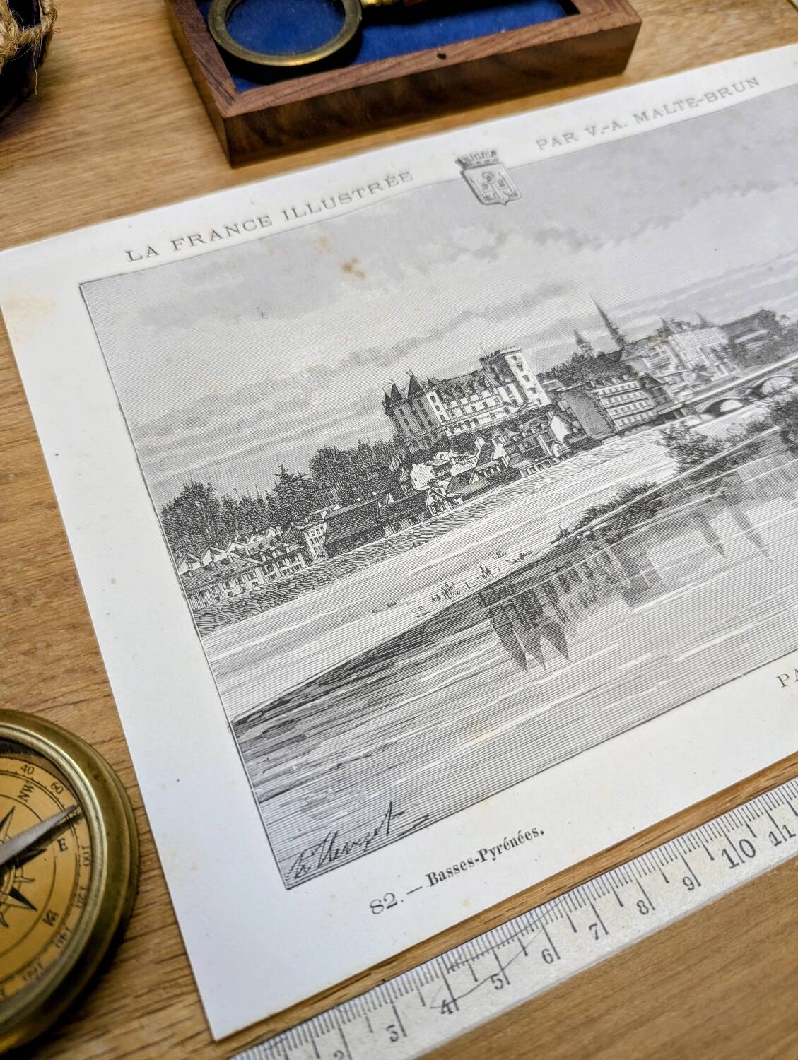 Pau, Pyrénées-Atlantiques, printed illustration from 1883.