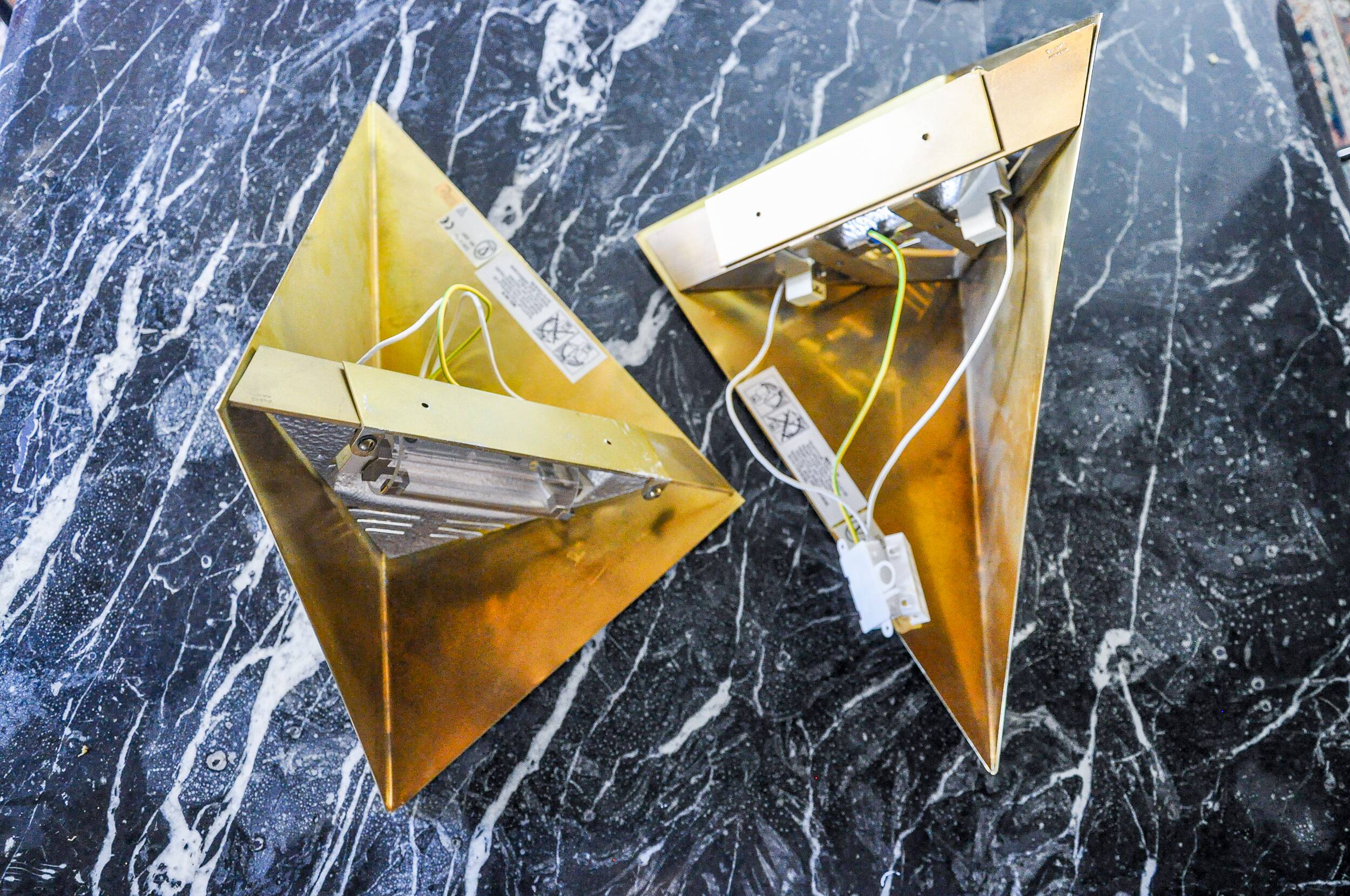 Pair of “Soleil” wall lights by Italo Valenti, brass and silver, Spain 1970