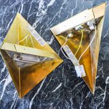 Pair of “Soleil” wall lights by Italo Valenti, brass and silver, Spain 1970