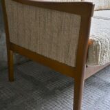 Canapé 3 places Mid-Century Design Scandinave Teck et Tissu