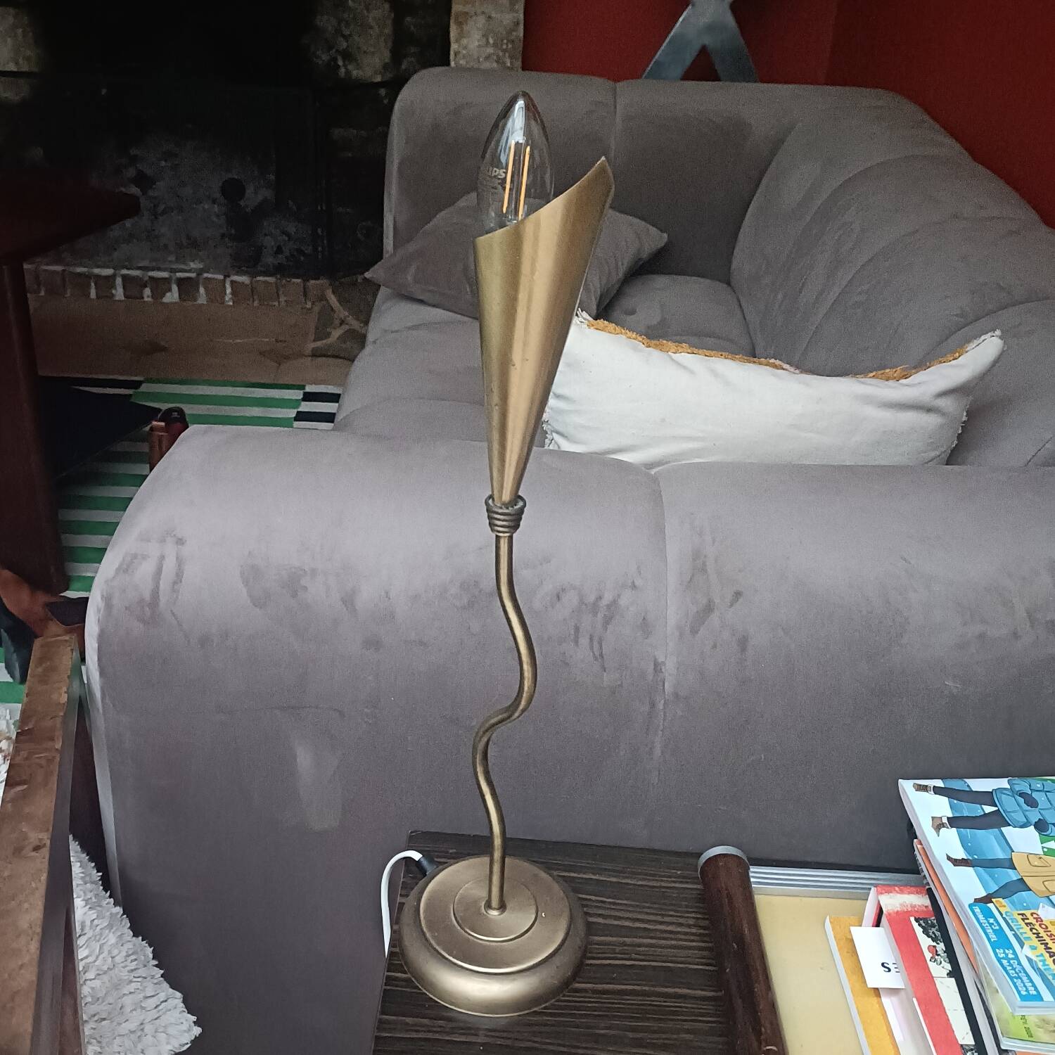 Vintage gold cone lamp