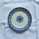 Set of 6 flat plates iron earth Badonviller model Oriental blue old earthenware