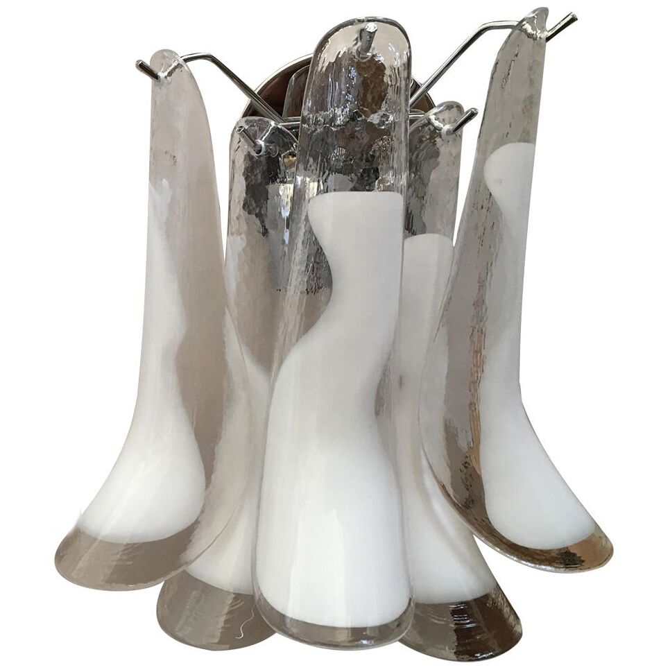 White and transparent “selle” murano glass wall sconces