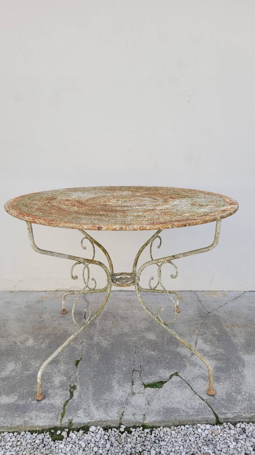 Round Wrought Iron Garden Table 1900s