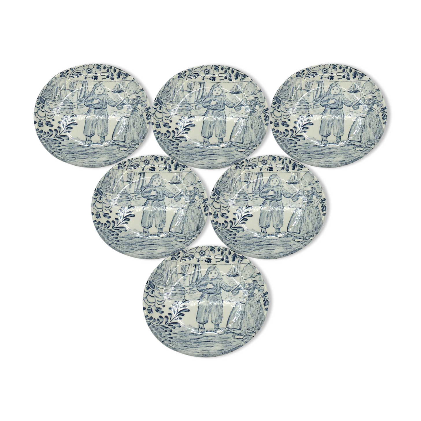 Lot de 6 assiettes Décor Delft - Boch