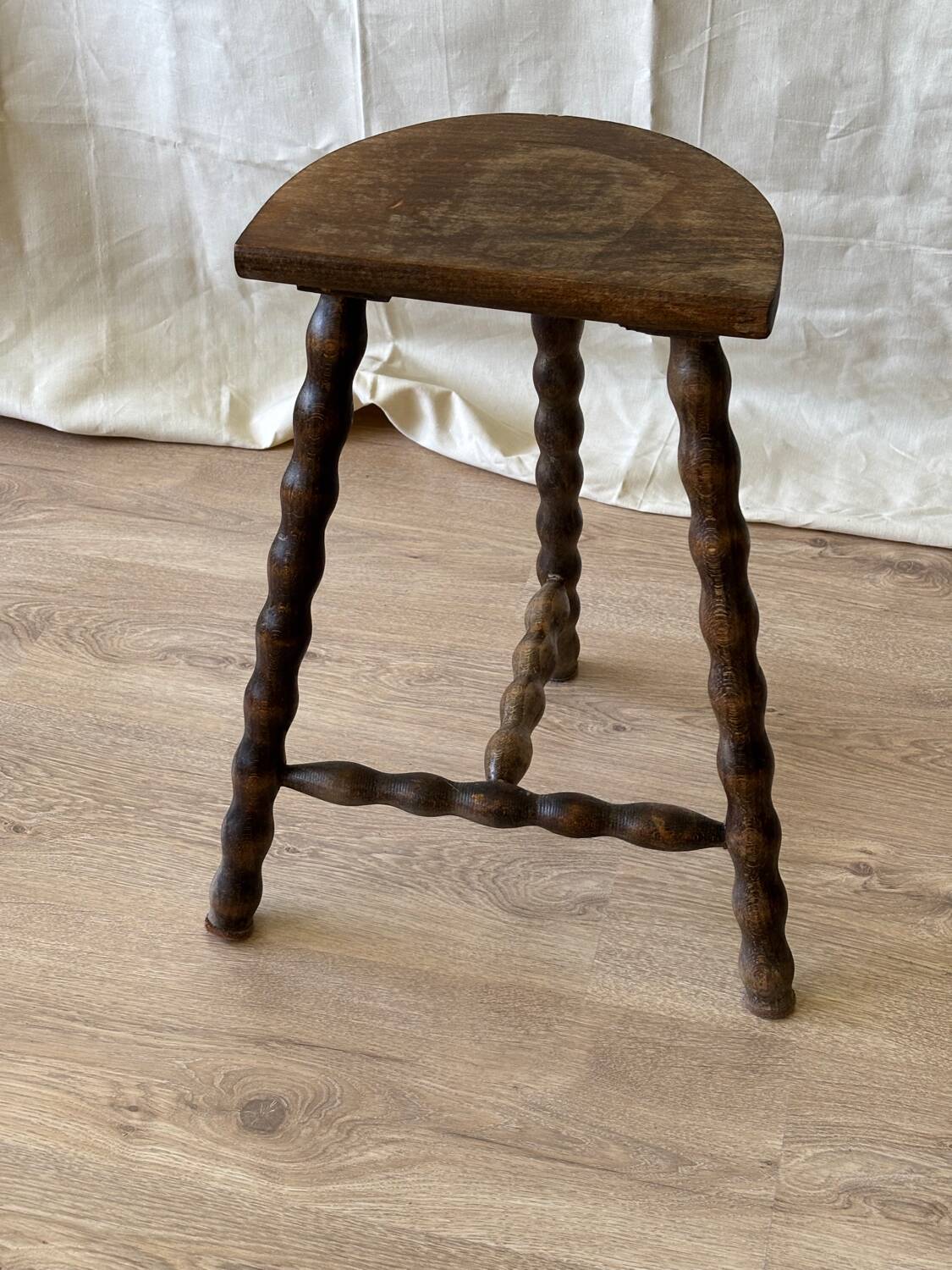 Turned wooden tripod stool 1950