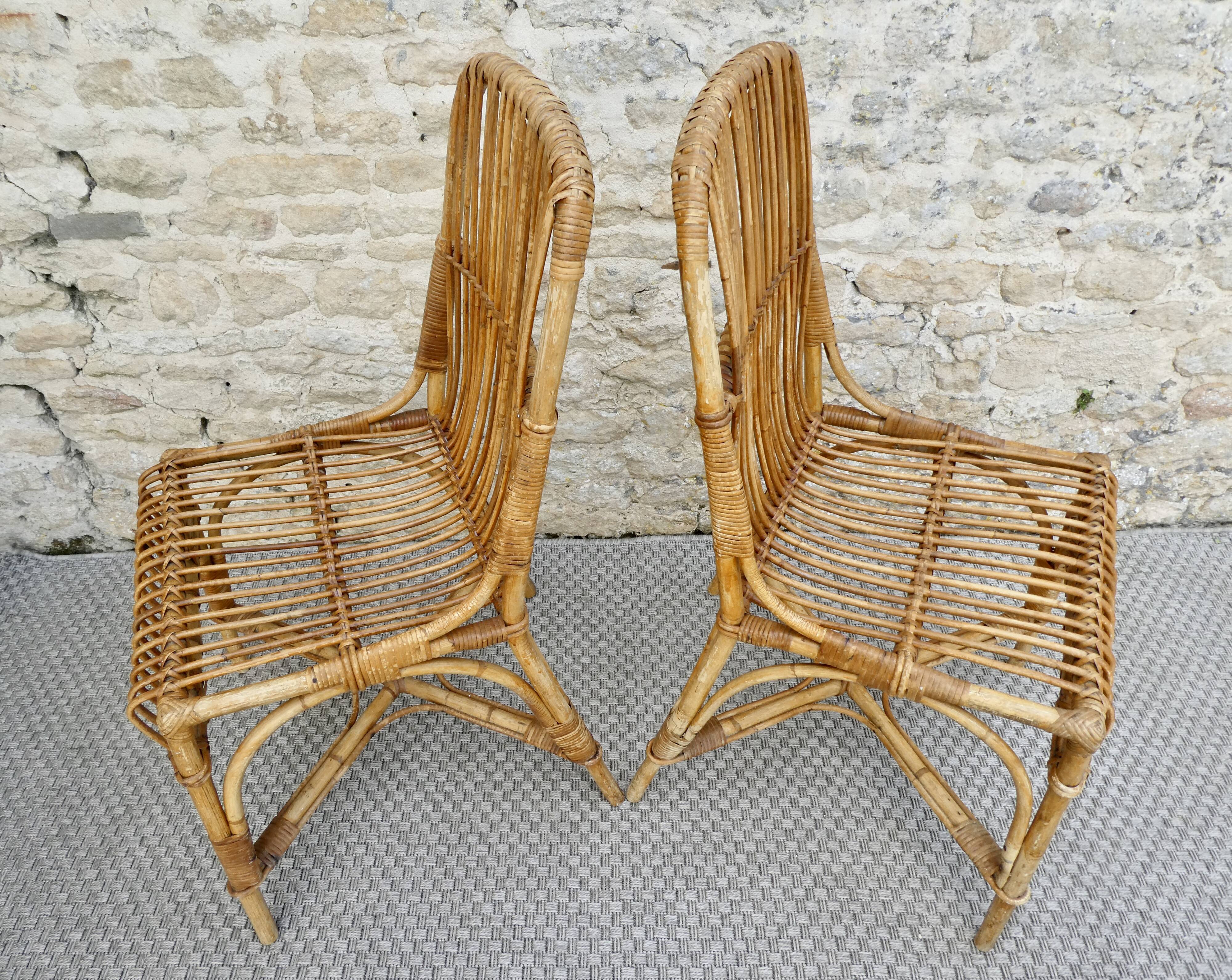 Pair of 1960s rattan chairs