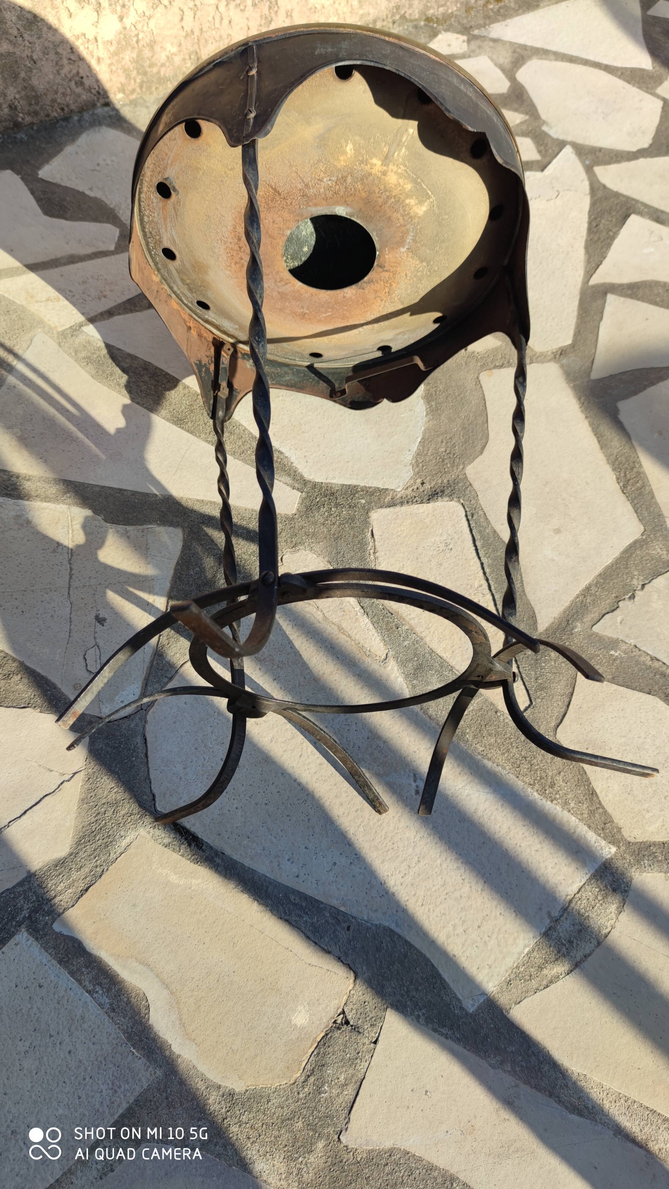 Painted and enameled sheet metal side table