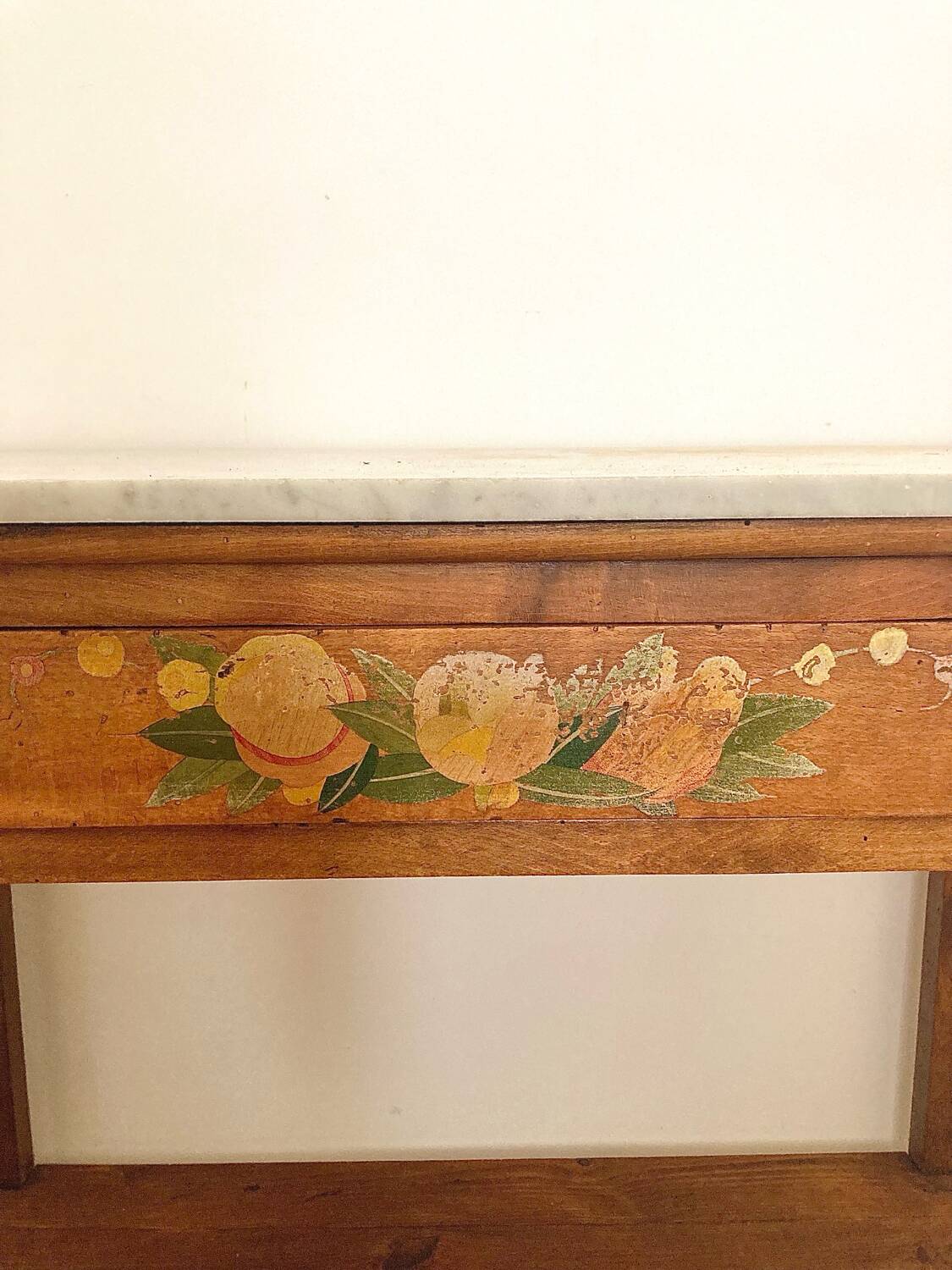 Wooden and marble console table