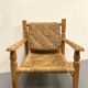 Wood and rope armchair and footrest