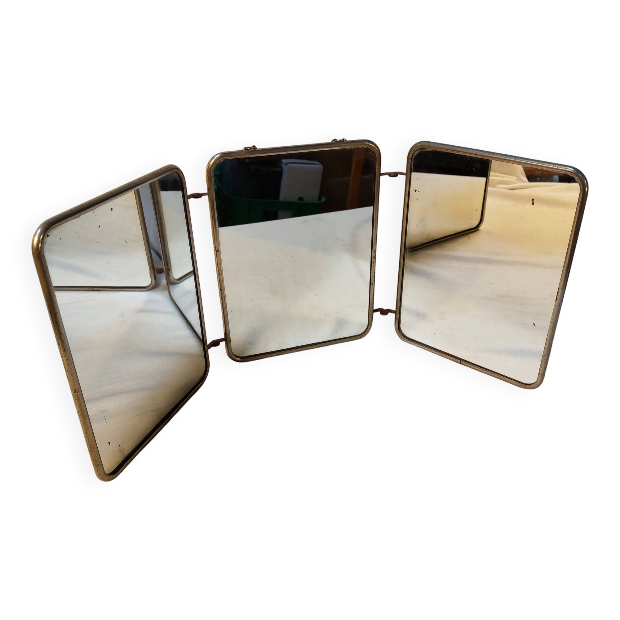 Vintage barber triptych mirror