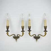 Vintage bronze wall lamps, Italy, 1950s, set of 2