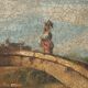 Old painting landscape with bridge, oil on canvas, 18th century