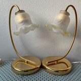 Pair of vintage 80s flower lamps