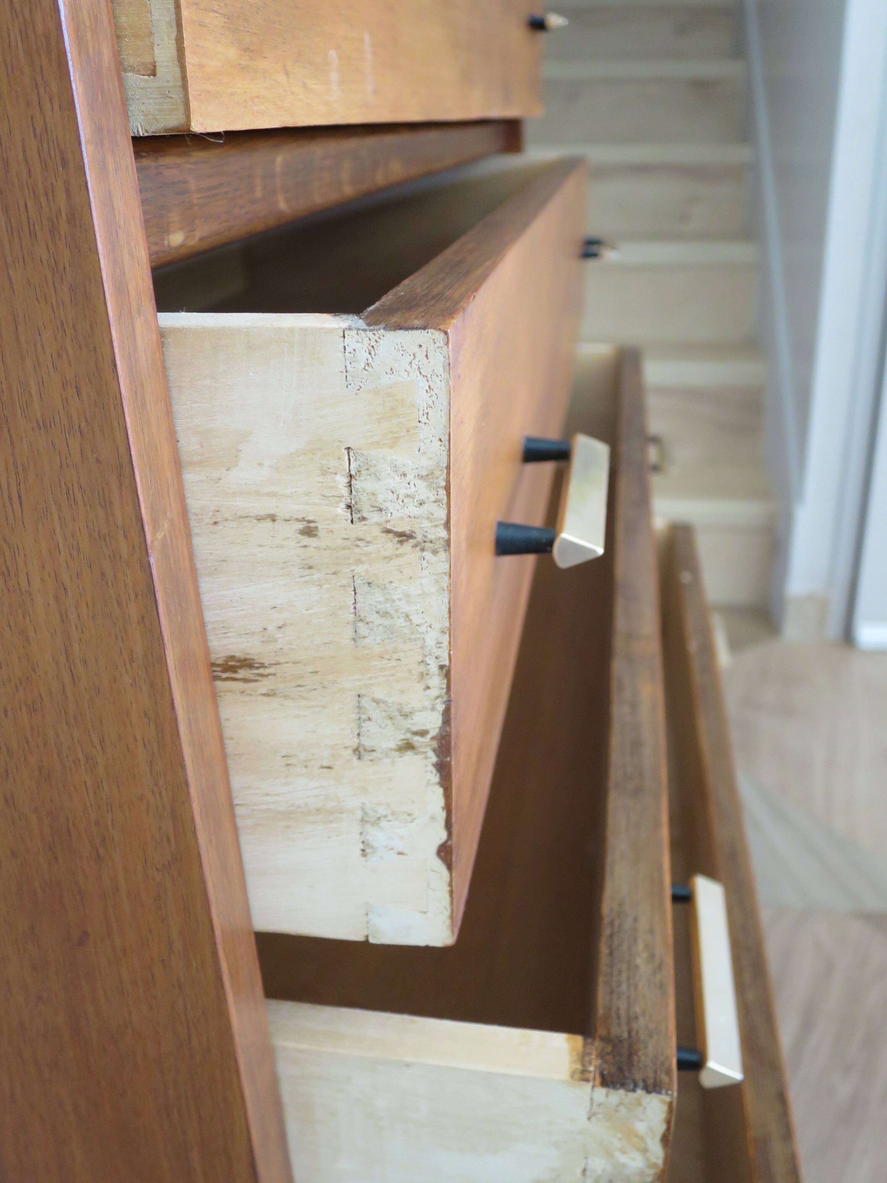 Cabinetmaker's chest of drawers - 4 drawers - golden oak - with oblique profile - compass feet - 1950