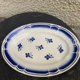 Plat de service fleurs bleues en faïence art déco