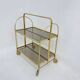 Mid-century modern folding bar cart in brass and ribbed acrylic glass, 1970s