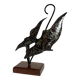 Sculpture poisson en métal et bois