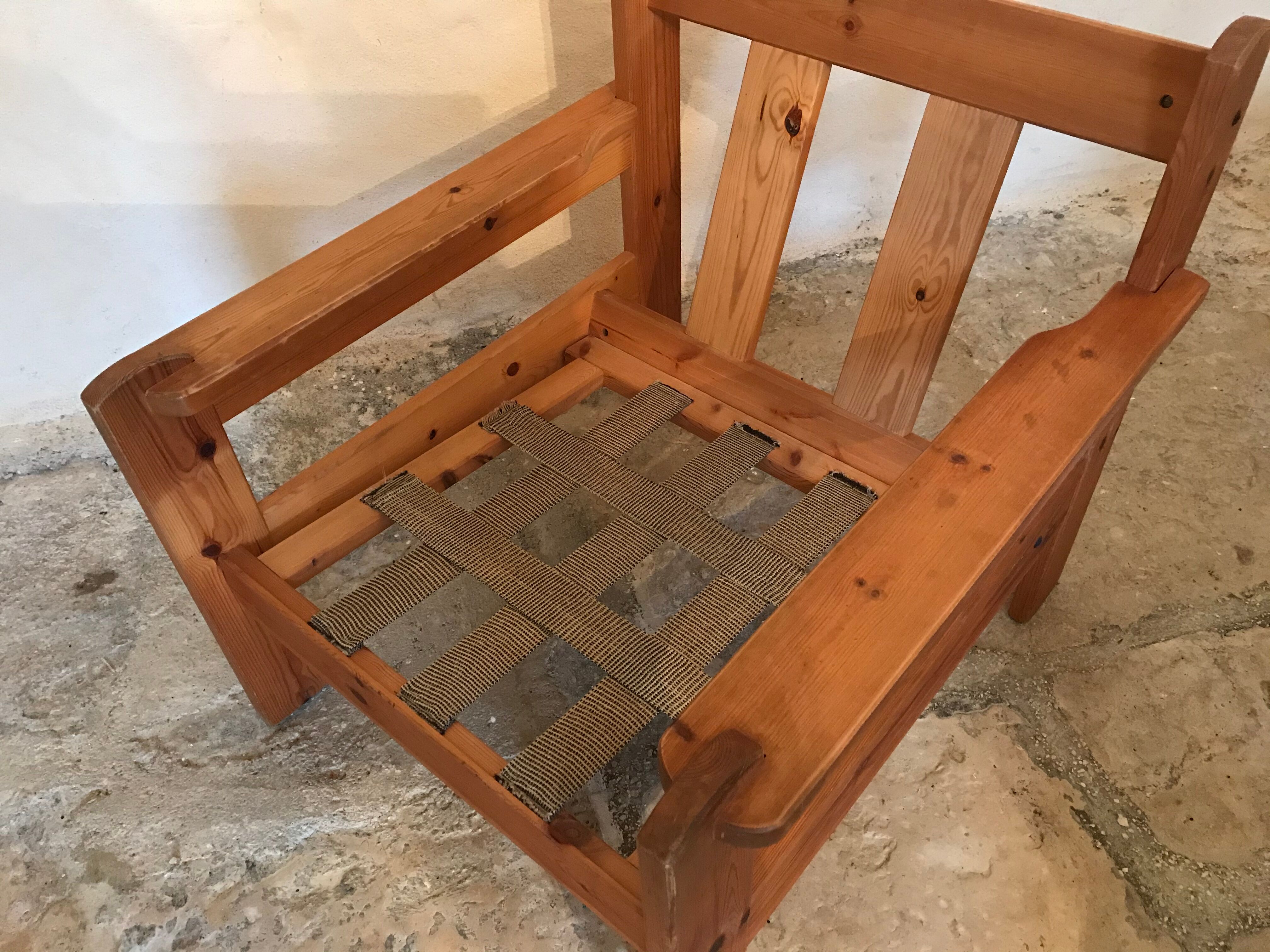 Vintage pine chair style Swedish chalet 1960-1980