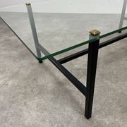 Table basse années 50 verre et métal noir