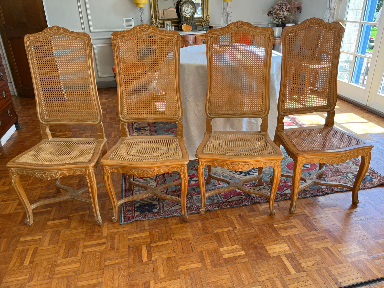 4 "Regency" chairs with high backrest