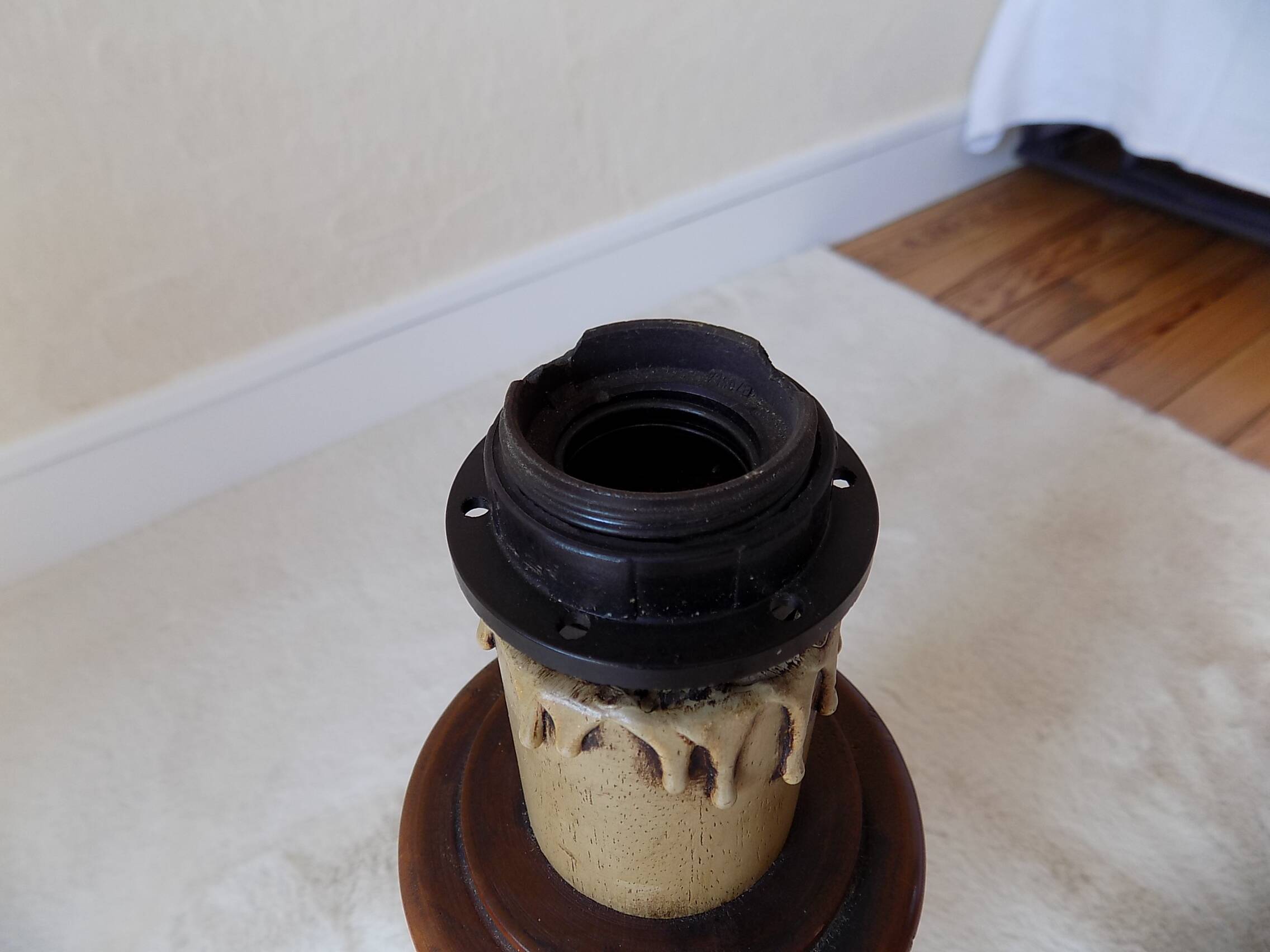 lampe de sol vintage pied en bois tourné