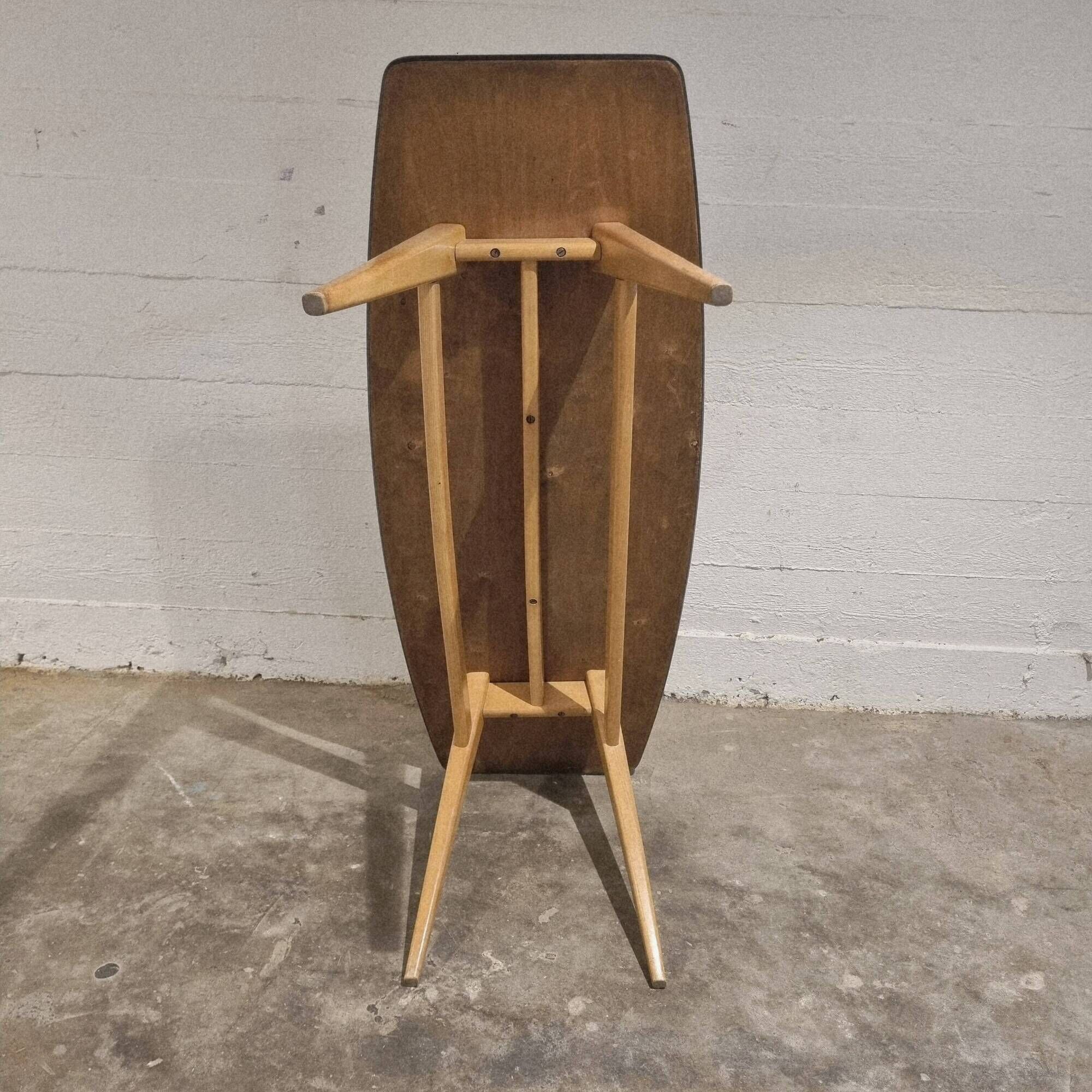 Vintage surfboard coffee table in birch and formica, 1950s