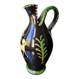 Vintage ceramic vase, terracotta, ethnic chimera, naive art.