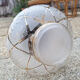 ceiling lamp, aluminum and chiseled glass, vintage, 50s