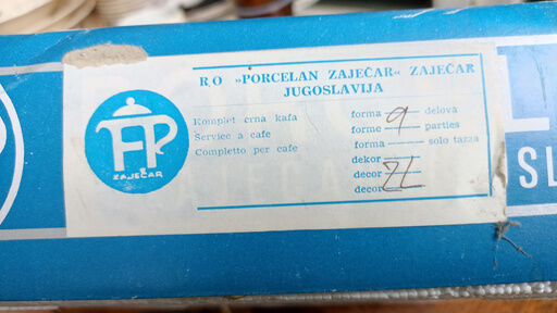 6 Yugoslav porcelain coffee cups - FP Zaječar - white and gilding