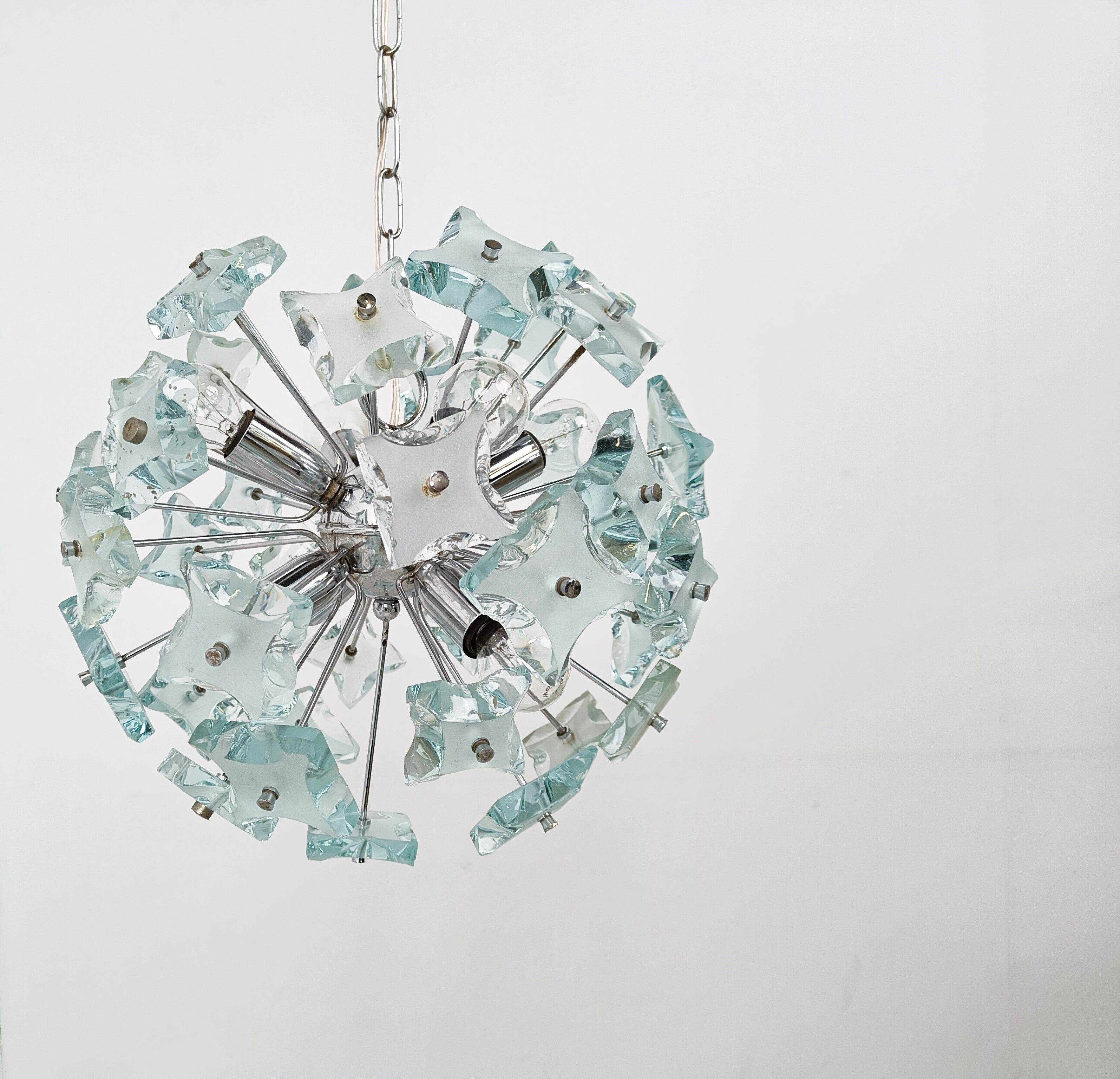 Mid century glass sputnik chandelier, 1970s